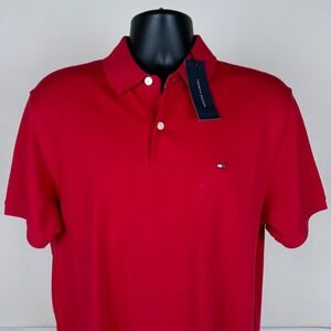 Tommy Hilfiger Mens Short Sleeve Polo Shirt Red Cotton XM03525-601 Medium NWT